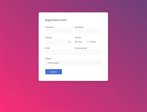bootstrap form template with drop down menu